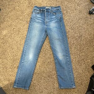 Levi's Wedgie Skinny Button Fly High Rise Waisted Jeans Denim Distressed Stylish